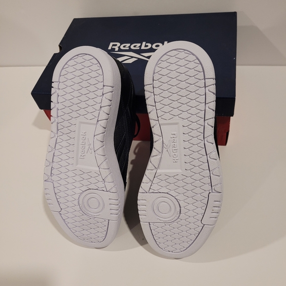 NWB NWT Reebok Court Double Mix Women's Black Leather Shoes White Soles 6.5 - Picture 12 of 15